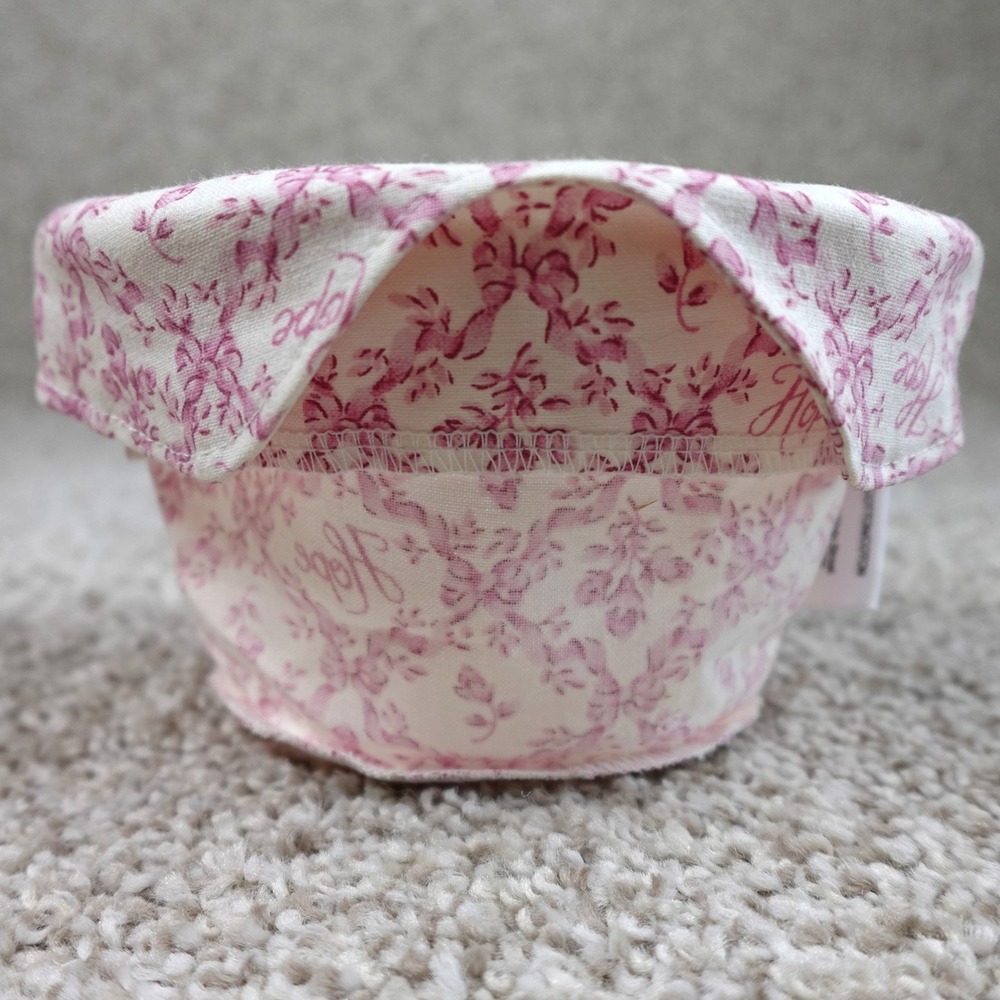 Longaberger 2007 Horizon of Hope Basket Liner Pink White Floral Toile Fabric